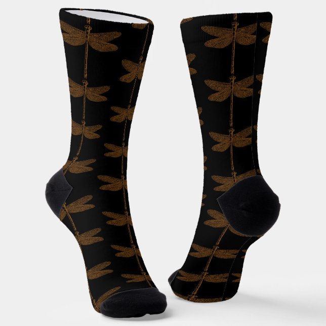 Magical Fairy Tale Fantasy Dragonfly  Socks (Angled)