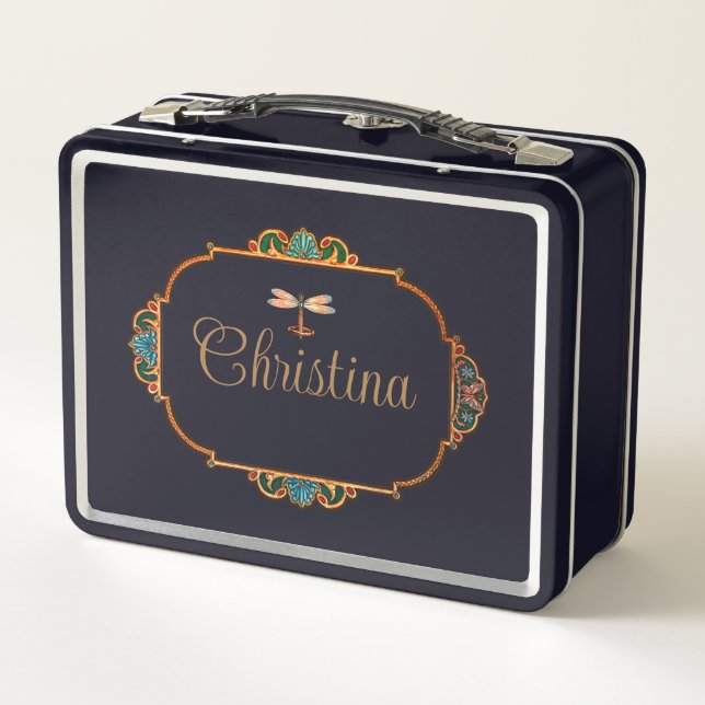 Magical Fairy Tale Fantasy Personalized Metal Lunch Box (Back)