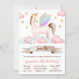 Magical,Fairy tale, Unicorn, Themed Birthday Party Invitation