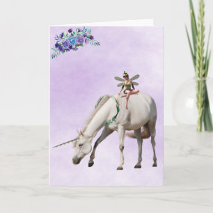 Magical Fairy Unicorn Purple Black Greeting Note Card