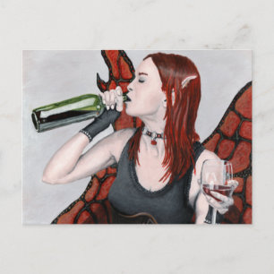 Magical Fairy Wine Bottle Fantasy Art Postcard