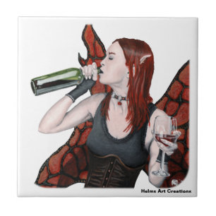 Magical Fairy Wine Drinker Fantasy Decorative Tile