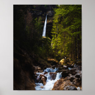 Magical fairytale at waterfall Peričnik, Slovenia Poster