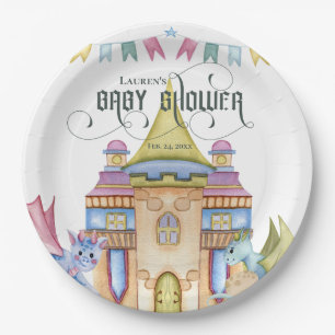 Magical Fairytale Dragon Baby Shower Paper Plate