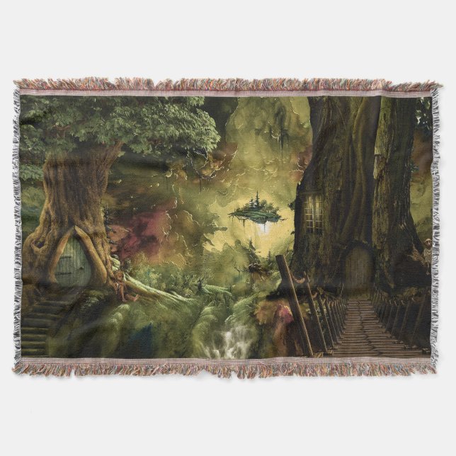 Magical Fairytale Tree House Throw Blanket (Front)