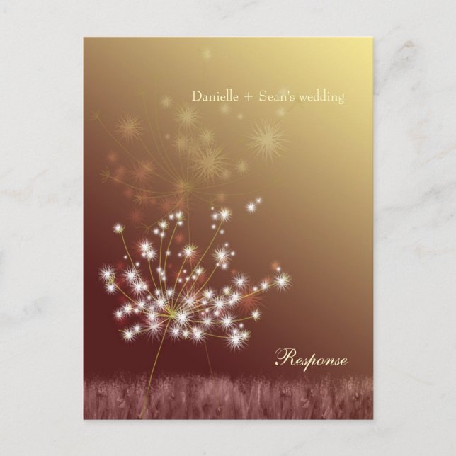 Magical Fall Dandelions Wedding RSVP Card (Front)