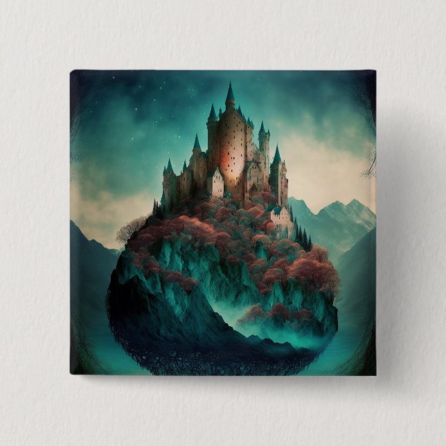 Magical Fantasy Castle 2 Inch Square Button (Front)