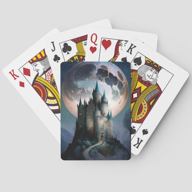 Magical Fantasy Castle Full Moon Playing Cards (Back)