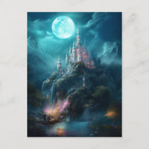 Magical Fantasy Castle Full Moon Postcard