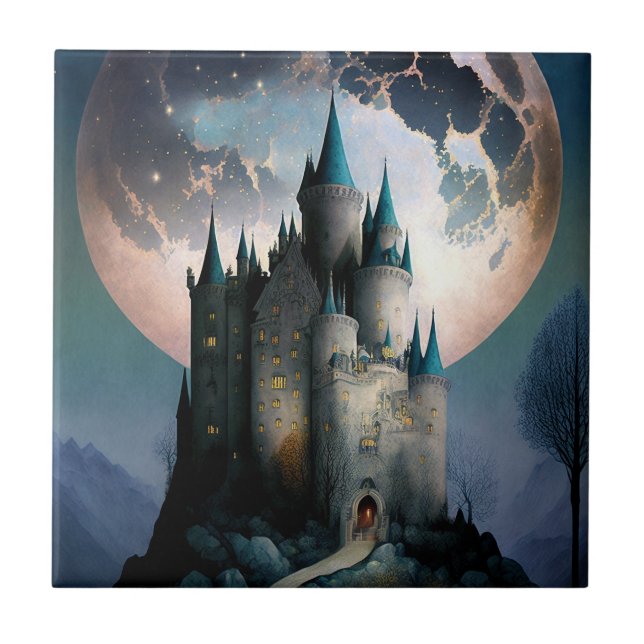 Magical Fantasy Castle Full Moon Tile (Front)