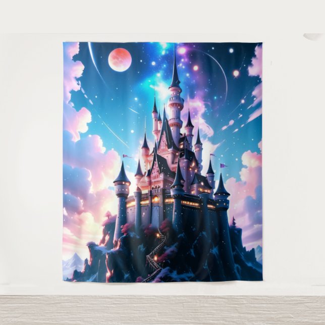 Magical Fantasy Castle Wall Art Tapestry (Front)