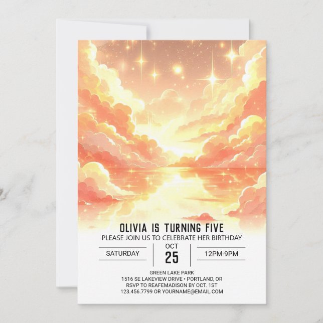 Magical Fantasy Celestial Digital Birthday Invitation (Front)