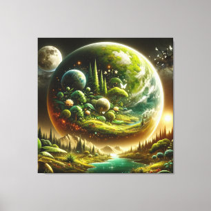 Magical Fantasy Planet With Celestial Nature Canvas Print