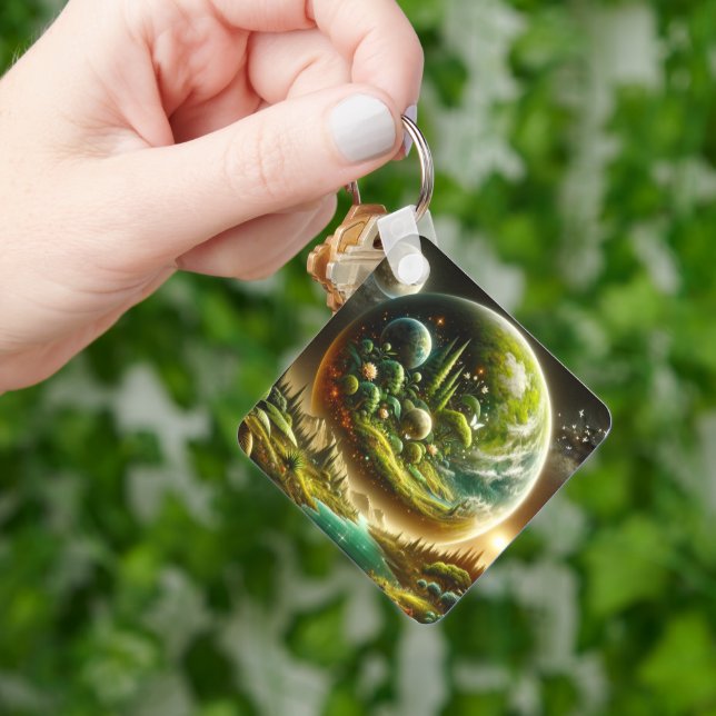 Magical Fantasy Planet With Celestial Nature Keychain (Hand)