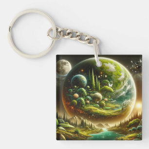 Magical Fantasy Planet With Celestial Nature Keychain