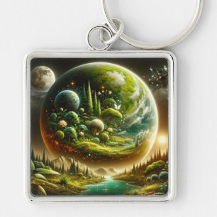 Magical Fantasy Planet With Celestial Nature Keychain