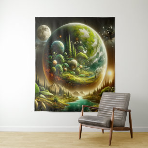 Magical Fantasy Planet With Celestial Nature Tapestry
