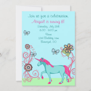 Magical Fantasy Unicorn Girl's Birthday Invitation