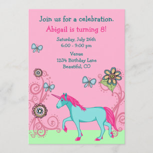 Magical Fantasy Unicorn Girl's Birthday Invitation