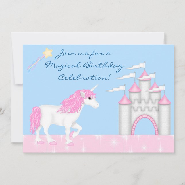 Magical Fantasy Unicorn Girl's Birthday Invitation (Front)