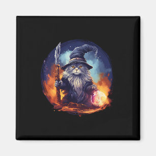 Magical Feline Sorcerer Enchanting Wizard Cat Magnet