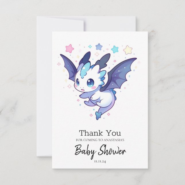 Magical Fiery Dragon Baby Shower Thank You Card (Front)