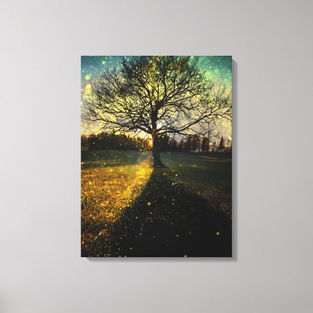 Magical fireflies dreamy landscape canvas print (Front)