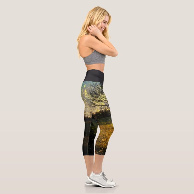 Magical fireflies dreamy landscape capri leggings (Right)