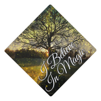 Magical fireflies dreamy landscape I believe magic Graduation Cap Topper