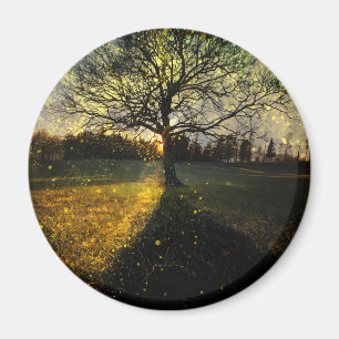 Magical fireflies dreamy landscape magnet