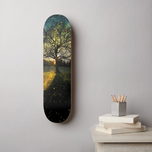 Magical fireflies dreamy landscape skateboard (Wall Art)