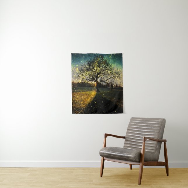 Magical fireflies dreamy landscape tapestry (In Situ)