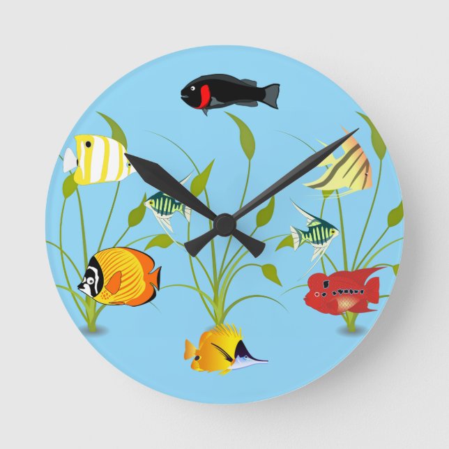 Magical Fish and Plants Ocean Round Clock (Front)