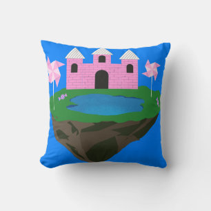 Magical Floating Castle Fantasy Throw Pillow