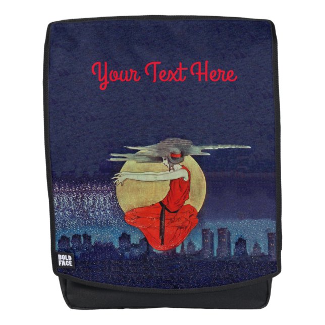 Magical Floating Lady Night City Skyline Moon Backpack (Front)