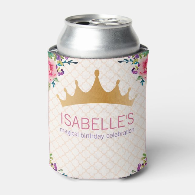 Magical Floral Chic Birthday design Can Cooler (Can Front)