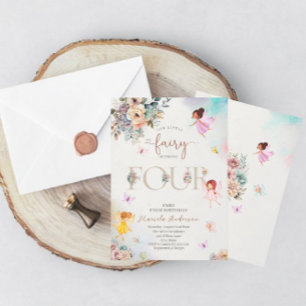 Magical Floral Fairy Princess is turning four  wat Invitation