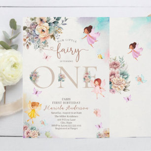 Magical Floral Fairy Princess is turning one wate Invitation