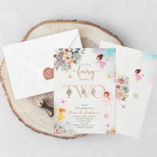 Magical Floral Fairy Princess is turning two  wate Invitation