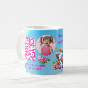 Magical Floral Unicon Kids Birthday Barcode Favor Coffee Mug