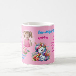 Magical Floral Unicon Kids Birthday Barcode Favour Coffee Mug