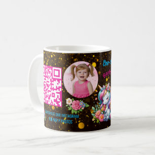 Magical Floral Unicon Kids Birthday Barcode Favour Coffee Mug