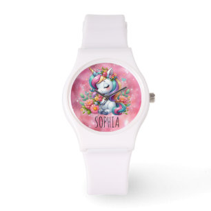 Magical  Floral  Unicorn Trendy Name Girly Gift Watch