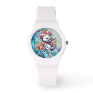 Magical  Floral  Unicorn Trendy Name Girly Gift Watch