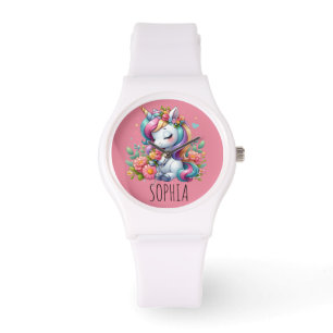 Magical  Floral  Unicorn Trendy Name Girly Gift Watch