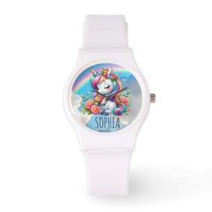Magical  Floral  Unicorn Trendy Name Girly Gift Watch