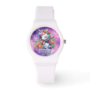 Magical  Floral  Unicorn Trendy Name Girly Gift Watch