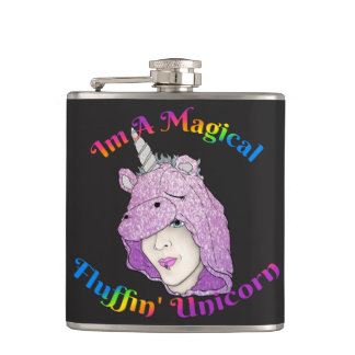 Magical Fluffin Unicorn Vinyl Wrapped Flask