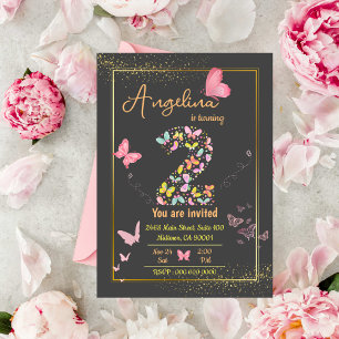 Magical Fluttering Butterflies cute 2nd birthday Invitation