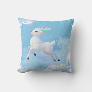 Magical Flying Deer Pillow - Dreamy Pastel Design 